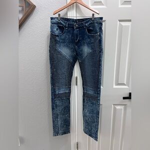 Rocawear Acid Wash Skinny Jeans Mens 34z34 Blue Stretch Denim‎ Y2K Distress